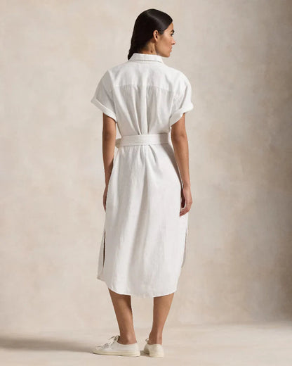 Linen Short-Sleeve Shirtdress