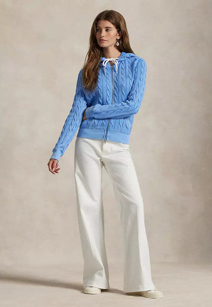 Cable-Knit Cotton Full-Zip Hoodie