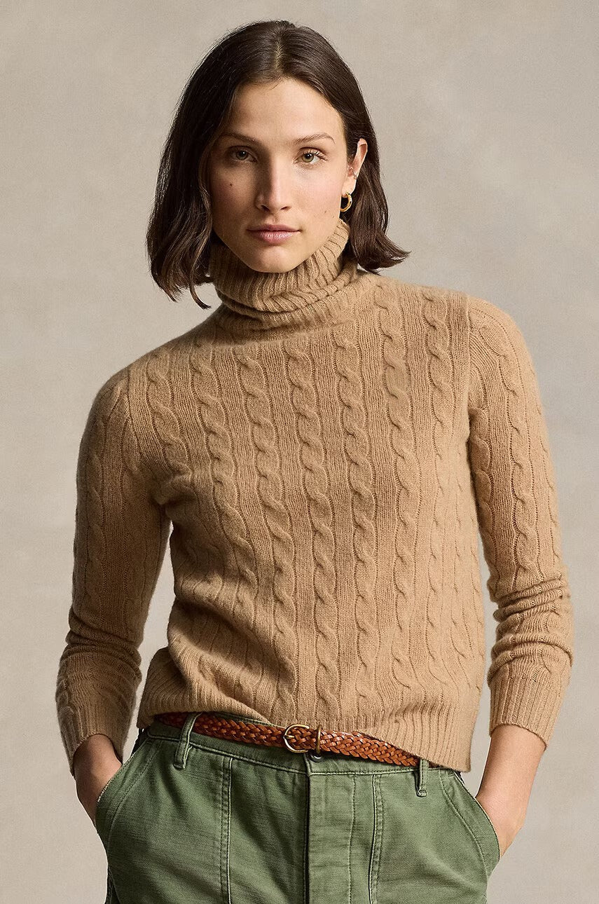 Cable-Knit Wool-Cashmere Roll-Neck Jumper