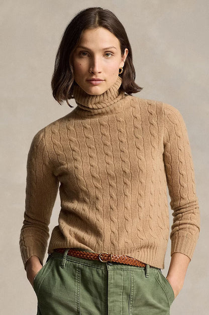 Cable-Knit Wool-Cashmere Roll-Neck Jumper