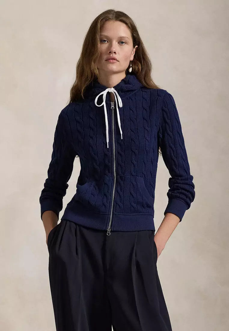 Cable-Knit Cotton Full-Zip Hoodie