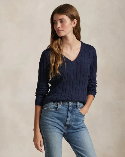Knit Cotton V-Neck Jumper