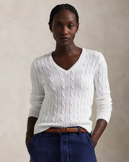 Knit Cotton V-Neck Jumper
