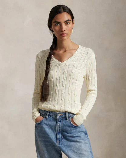 Knit Cotton V-Neck Jumper